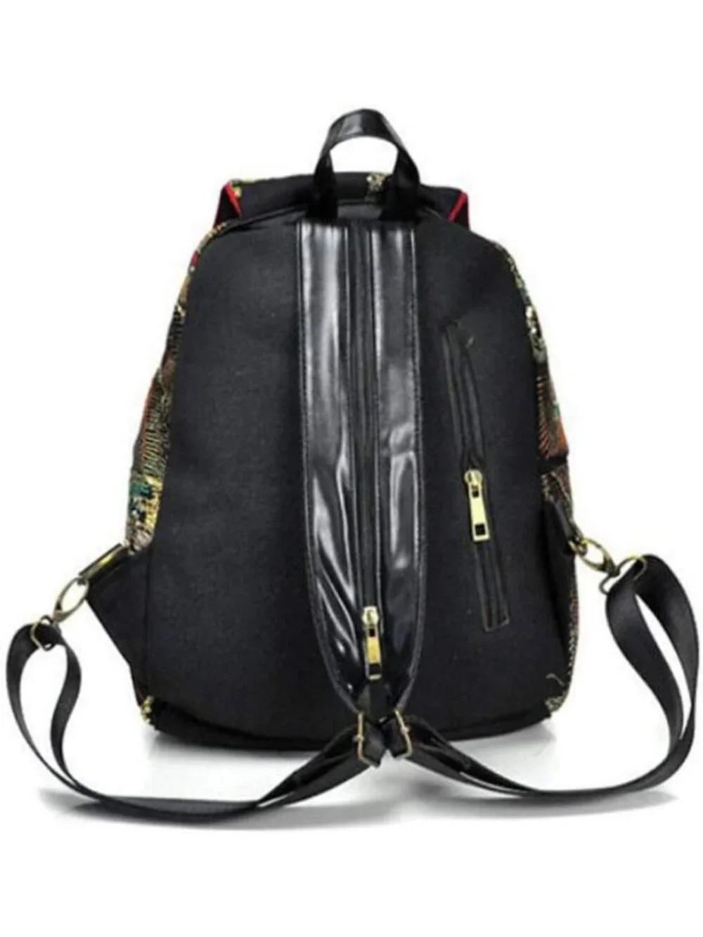 Ethnic Style Women's Backpack with Sequins & Peacock Embroidery - Canvas Travel